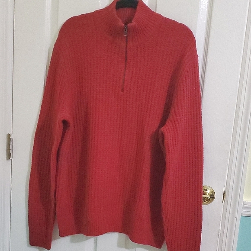 GAP Red Quarter-Zip Chunky Preppy Academia Wool Blend Knitted Sweater XL